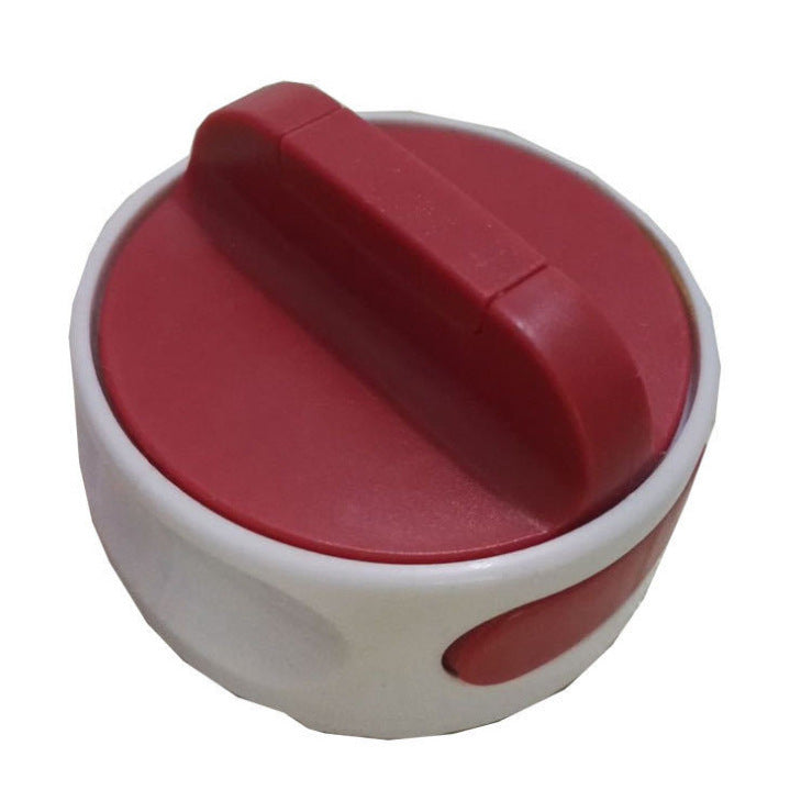Red and white knob on a white background