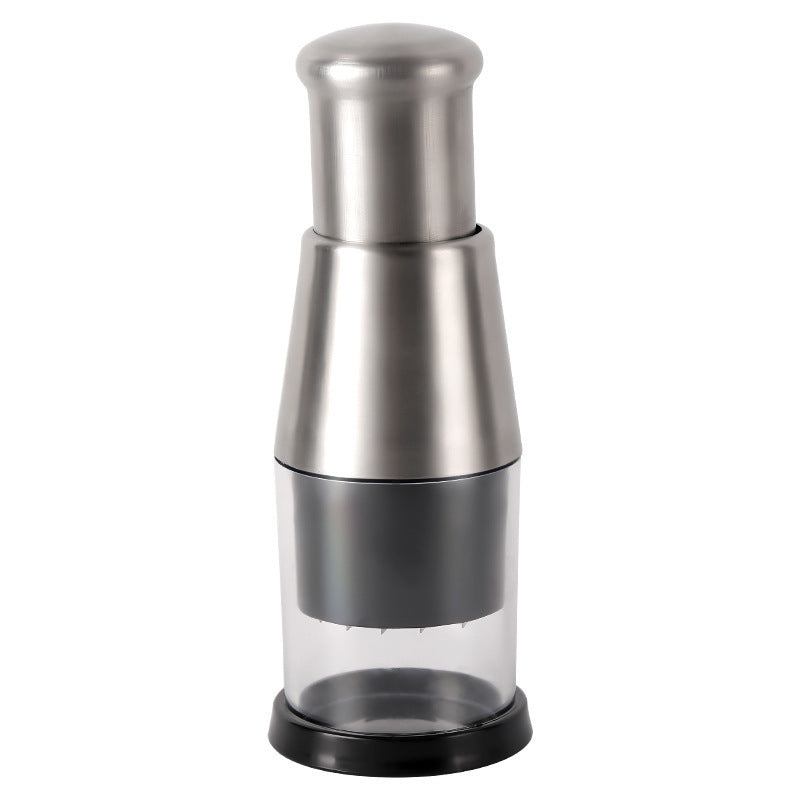 Metallic pepper grinder on a white background